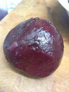 Remolacha cocida antes de ser descuartizada